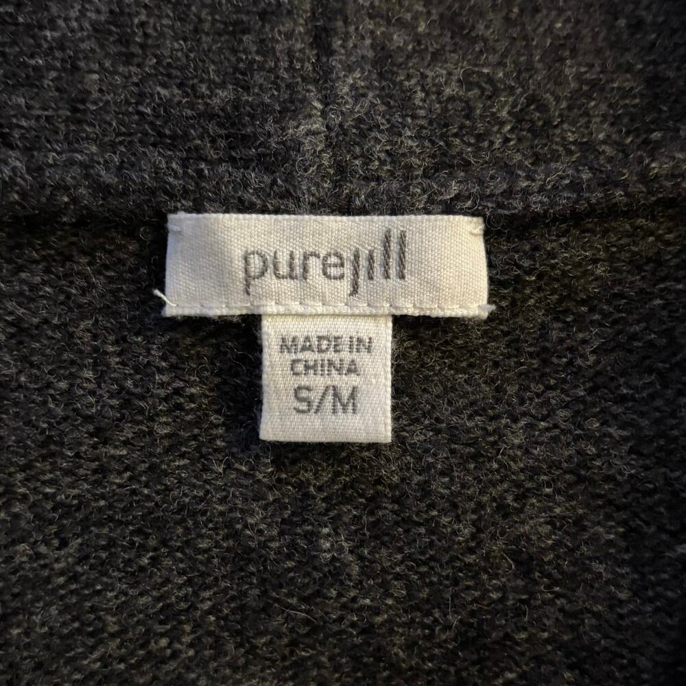 J. Jill Pure Jill Size S M Sweater Poncho Wool Blend V Neck Pockets Charcoal - Picture 3 of 5
